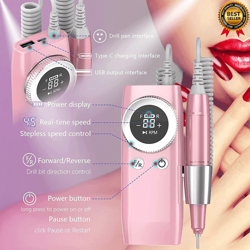 New Pro 45000RPM Nail Drill Machine Portable Manicure Pedicure Rechargeable BK60 - Picture 17 of 25