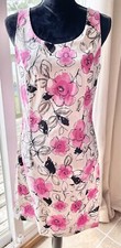 Alfred Sung Women’s Fuchsia Floral Cotton Sheath Summer Zip Back Dress Size 12