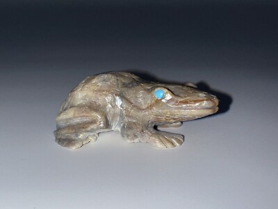 Native American Zuni Stone Frog Fetish Signed By Dane Malani