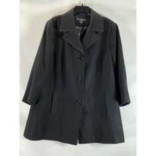 Forecarster Of Boston Women's Plus Black Wool-blend Single Breasted Coat Sz 20w
