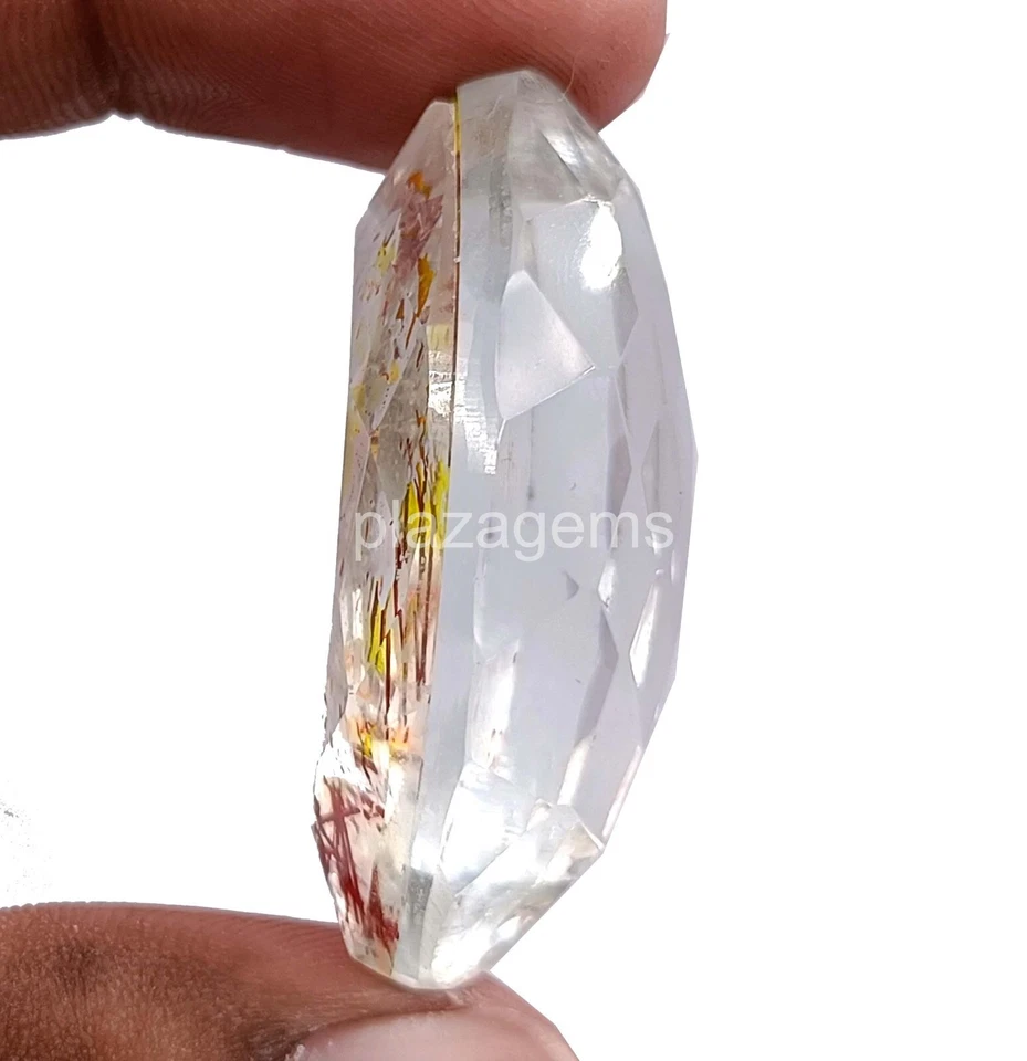 Rare Bi-Color Rutilated Quartz 97 Ct Certified Marquise Cut Loose Gemstone 4NUK - Image 4 of 4
