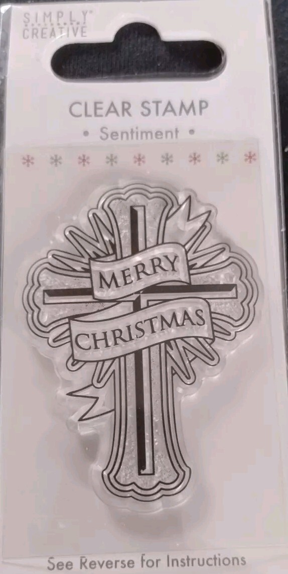 Simply Creative Sentiments MERRY CHRISTMAS CROSS Clear Stamp