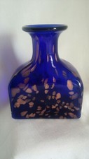 Beautiful Studio Art Glass Cobalt Blue Vase w/Iridescent Gold Spotting