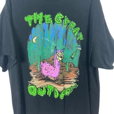 After School Special The Great Outdoors Tee L XL Adult Black Llama Spaceship
