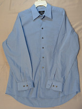 DOCKERS Shirt Mens L Blue White Check Long Sleeve Button Down Classic 16-16 1/2