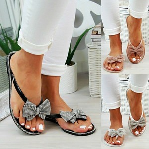 rhinestone bow jelly sandals