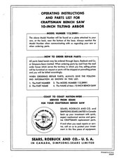 Sierra de banco Craftsman 113.29991 1960 10" eje inclinable (con lista de embalaje)