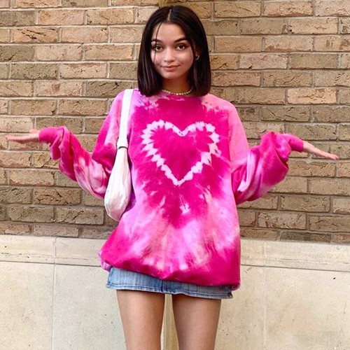 Woman Long Sleeve Sweatshirt heart Tie 