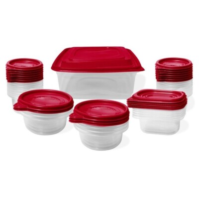 50-Piece Assorted Plastic Storage Kitchen Organizer Set - Red