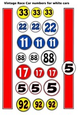 Race Car Numbers - Can Am - F1 - SCCA 1/32nd Scale Slot Car Decals