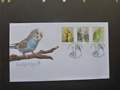 AUSTRALIA 2022 BUDGERIGARS -SET 3 STAMPS FIRST DAY COVER