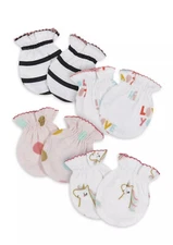 New Gerber Baby Girl 4-Pack Organic Cotton Rainbow Unicorn Mittens Size 0-3M