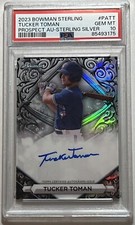 2023 Bowman Sterling Prospect Silver 069/100 Tucker Toman #PA-TT Auto PSA 10