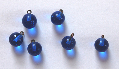 VINTAGE GLASS MARBLE BALL PENDANT BEADS MARBLES   9mm   RED, BLUE, GREEN