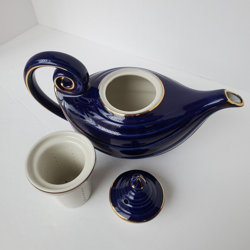 Vintage Hall Aladdin Teekanne Kobalt mit Goldakzenten #0663 - Diffusor inklusive - Bild 5 von 9