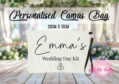Personalisiertes Hochzeitstag-Set Zubehör Name Make-up Geschenk Braut Henne Morgen Beutel