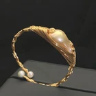Handmade Baroque Pearl Open Cuff Bangle Women Retro Bracelet Accessory Jewelry