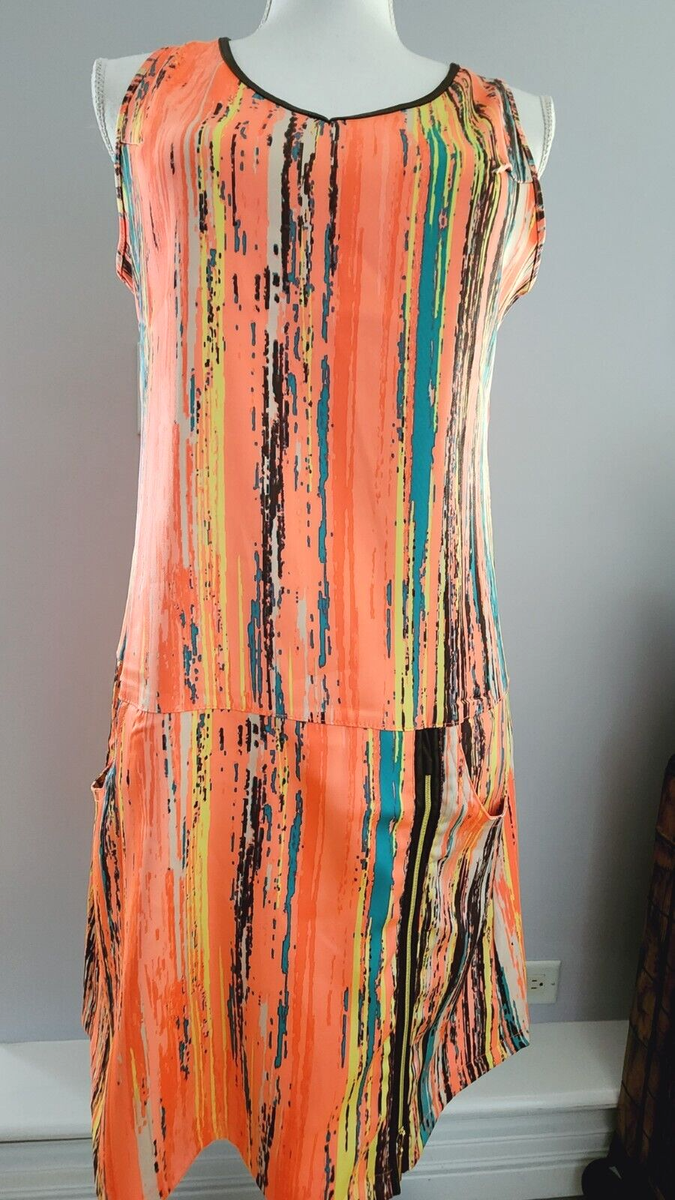 orange golf dress HDE Women Sleeveless Workout Dress, Built-in Shorts, Spicy Orange, Size L