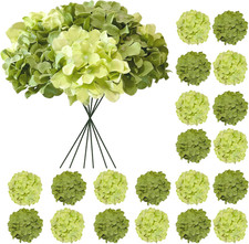 20 Pcs Green Faux Hydrangea Flowers for Wedding and Outdoor Decor