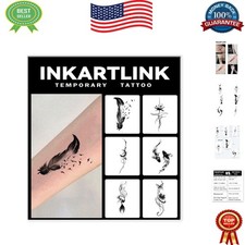 Instant Glamour: 6 Sheets of Temporary Ink Wash Feather Tattoos for Adults