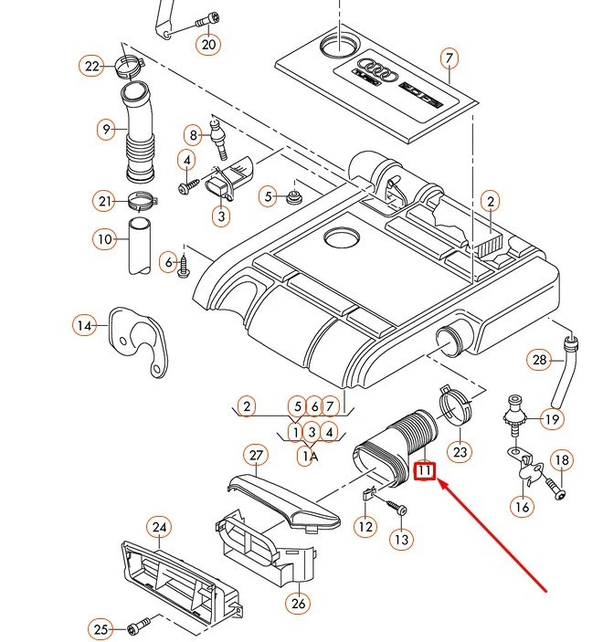 VW Audi Seat 2.0 TFSI Air Intake Duct Genuine 1K0129618BM - Image 4 of 4