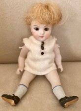 Antique Jointed All Bisque German Mignonette Doll with Sleep Glass Eyes