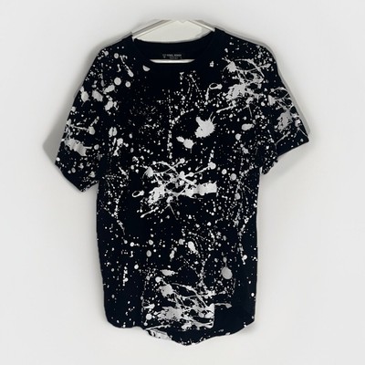 Rebel Minds Black T-Shirt with White Paint Splatter   Men s Size Large
