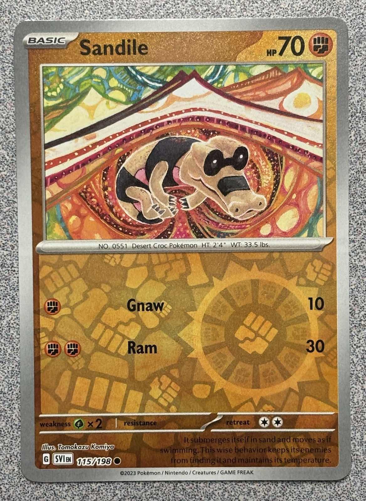 Sandile 115/198 Common Scarlet & Violet Pokemon Reverse Holo LP
