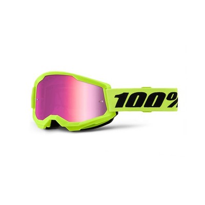 100% Strata 2 Goggle - Mirror Lens FA23 neon yellow