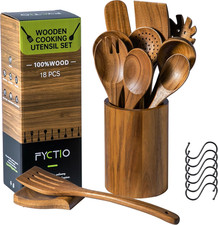 12 PCS Acacia Wooden Spoons for Cooking - Heat-Resistant, Comfort Grip,Easy to C