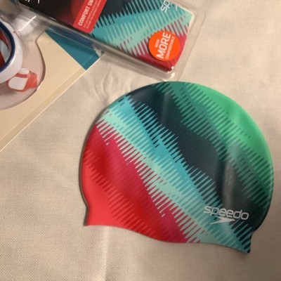Speedo Swim Cap Adult Unisex Silicone For Superior Comfort * Lt. Green/ Lt. Pink