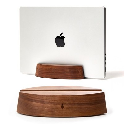 Nordik Adjustable Vertical Laptop Stand  Walnut  Premium Laptop Holder for Ho...