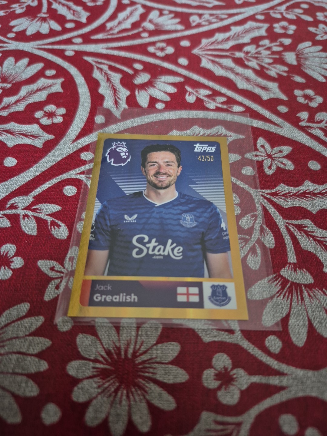 Topps 2026 Premier League Stickers Gold Numbered Jack Grealish 43/50 Everton FC for sale on Ebay