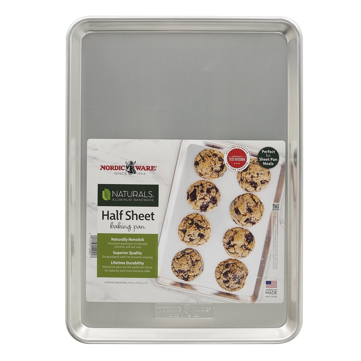 Nordic Ware Naturals 18 x13 Aluminum Half Sheet Rectangular Cookie Baking Pan