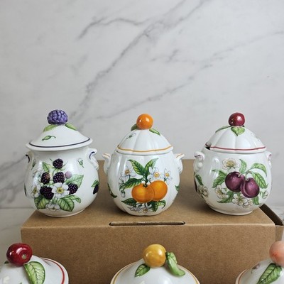 Vintage Lenox Orchard Jelly Jars Set Of 8 Fine Porcelain | eBay