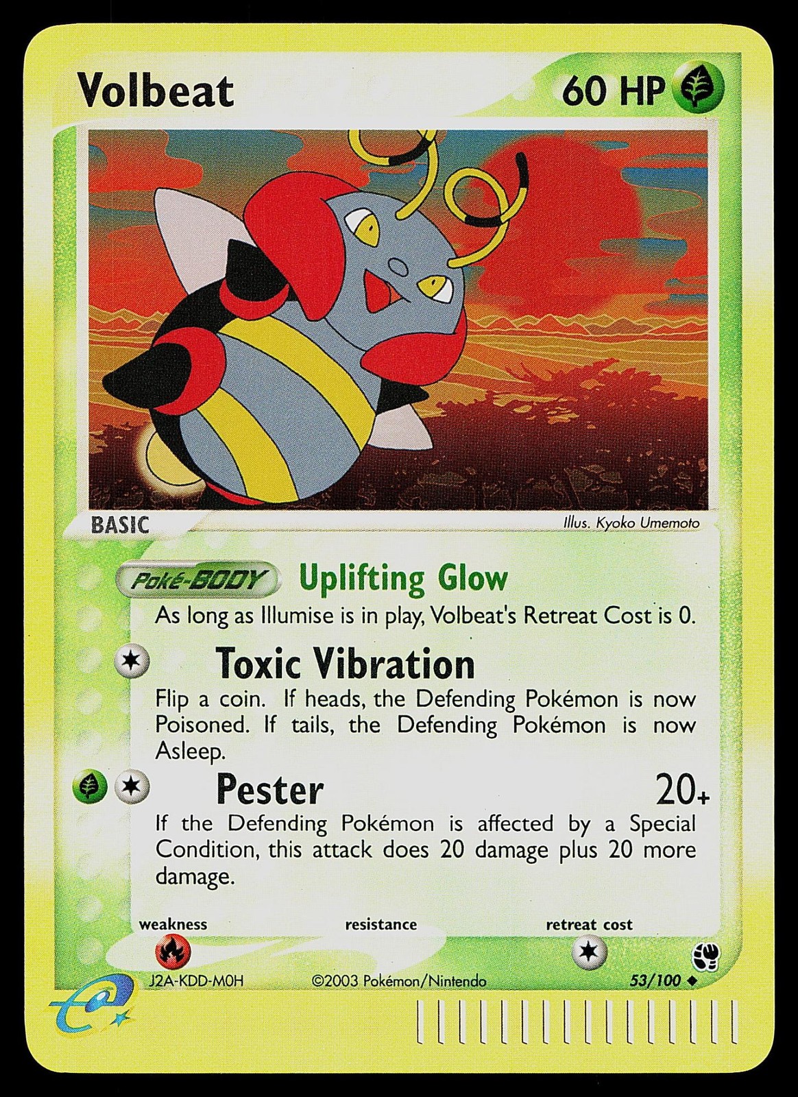 Pokemon Card - Volbeat Sandstorm 53/100 Reverse Holo Uncommon