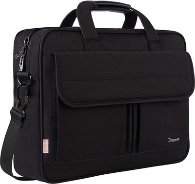 15.6'' Laptop Bag, Water Resistant Briefcase, Messenger Shoulder Bag, Black