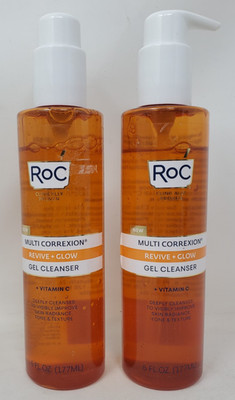 ROC MULTI CORREXION  REVIVE + GLOW GEL CLEANSER + Vit C 6 fl oz/ 177 ml X 2
