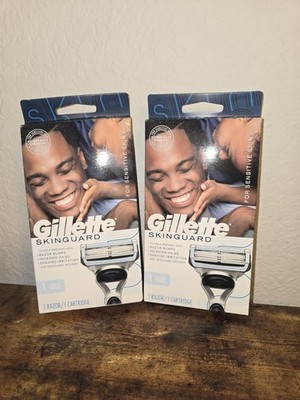 LOT (2) NEW GILLETTE SKINGUARD RAZOR HANDLE + CARTRIDGE FOR SENSITIVE SKIN