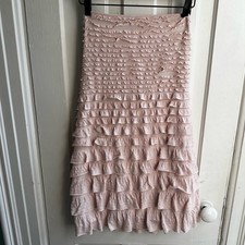 Express Strapless Ruffled Dress - Blush Pink - Size Medium