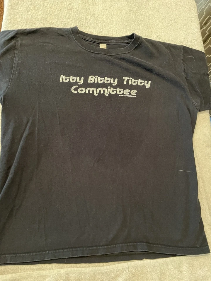 Itty Bitty Titty Committee Shirt Black Anvil Tag Size L Funny Y2K - Image 2 of 4