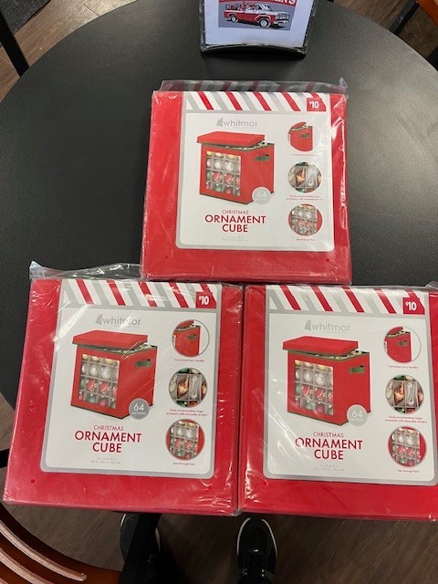 Three (3) New Whitmor Christmas Ornament Cubes