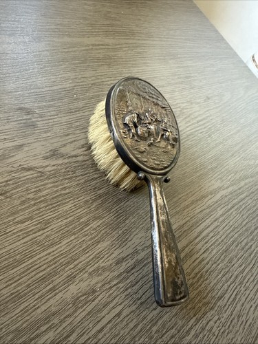 Antique 1950's Denmark Silver-Plate Wood Figural Hair Beard Brush - Picture 2 of 4