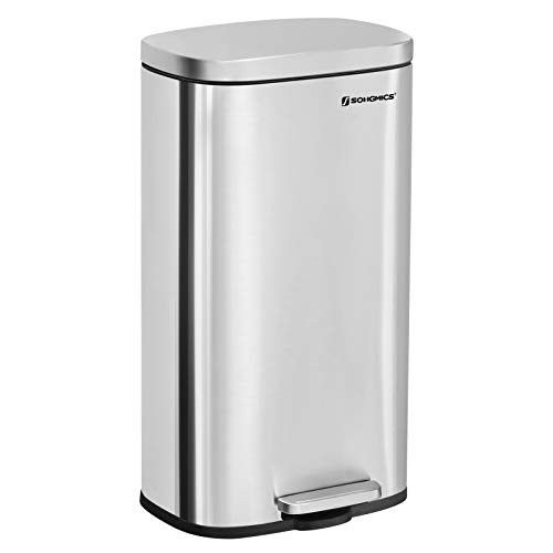 SONGMICS KITCHEN BIN 30-ЛИТРОВОЕ МУСОРНОЕ ВЕДРО НА ПЕДАЛЯХ С МЯГКИМ ЗАКРЫВАНИЕМ - СЕРЕБРИСТЫЙ 13190₽