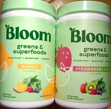LOT 2 BLOOM GREENS SUPER FOOD STRAWBERRY KIWI MANGO SUPPLEMENT 25 X2 50 SERVINGS