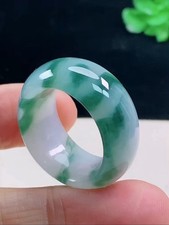 RARE 19.4MM Natural Icy Green Jadeite Jade Ring US 9.5