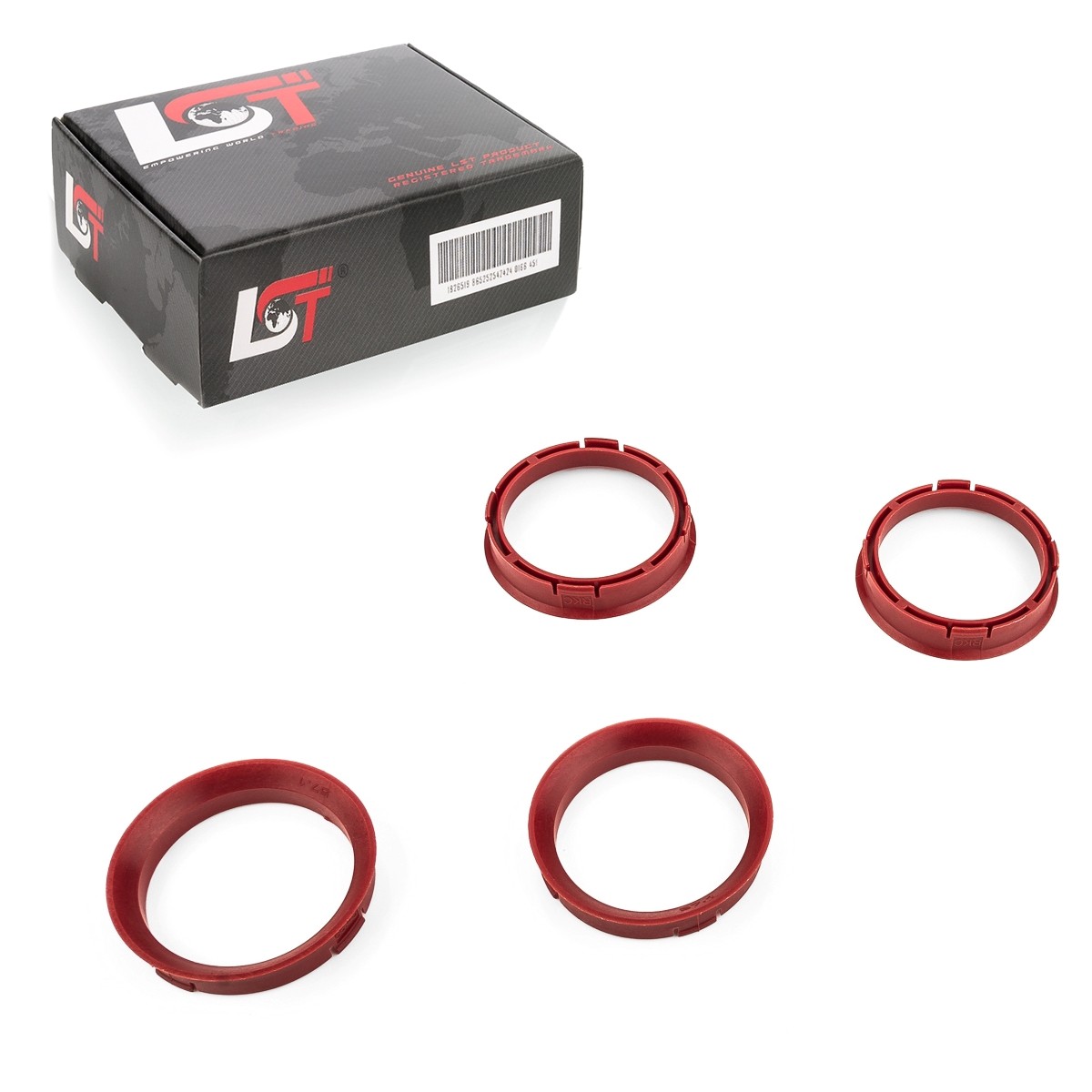 4x Distance Rings Centering Dark Red Alloy Wheels Ø 66,45 - 57,1 MM for Maybach