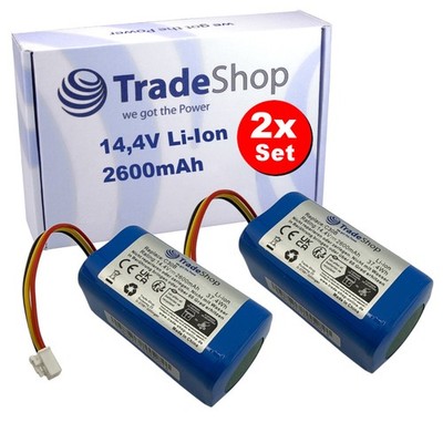 2x Li-Ion Akku 14,4V 2600mAh für Kitfort, Liectroux, Panda, iHome Saugroboter