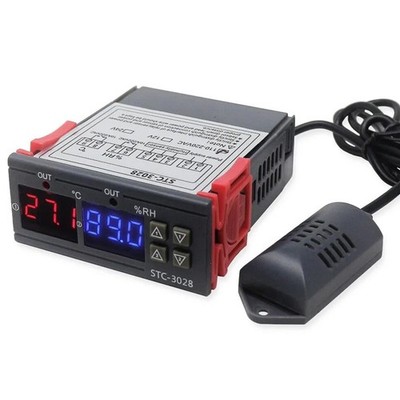 STC-3028 AC110-220V Dual Digital Temperature Humidity Controller Thermostat NEW