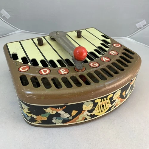 Vintage Marx Musical Toy Tin Litho Piano Organ Xylophone 1940s - Works!